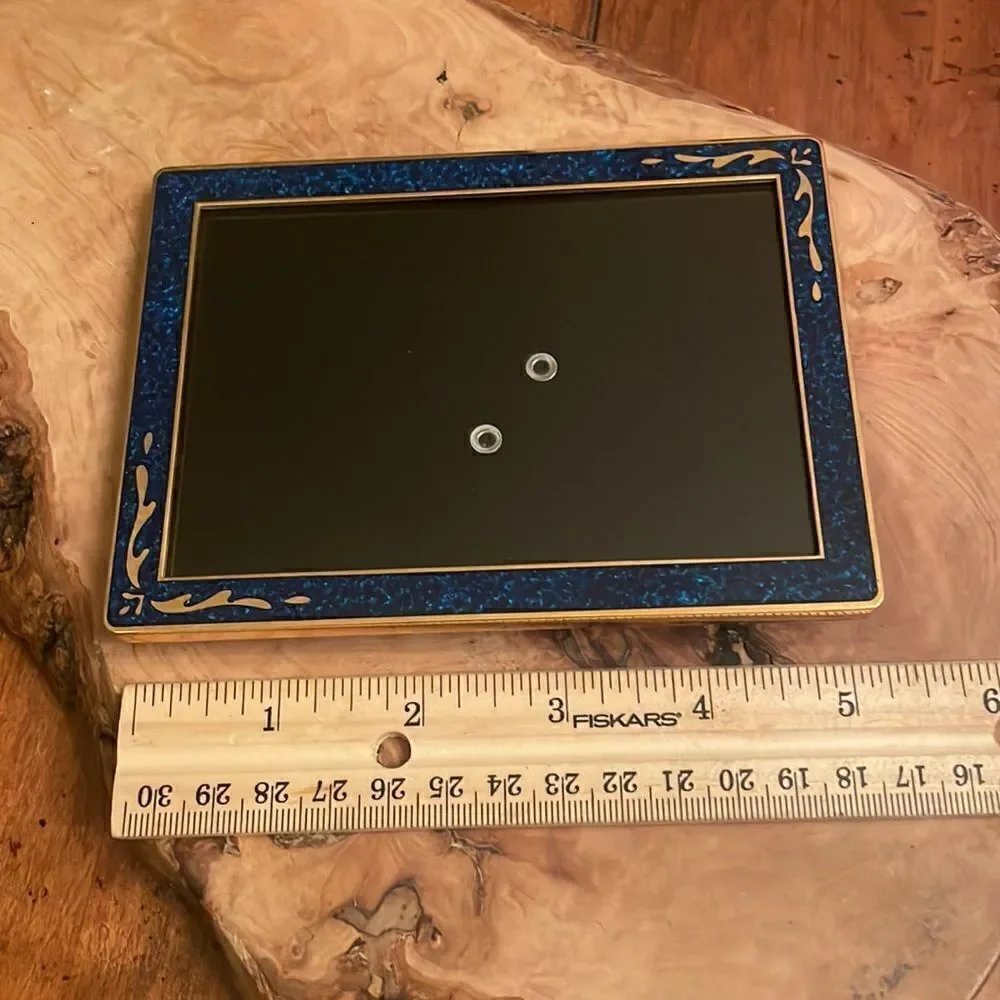 Mikimoto International Brass and Sapphire Blue Stone Photo Frame